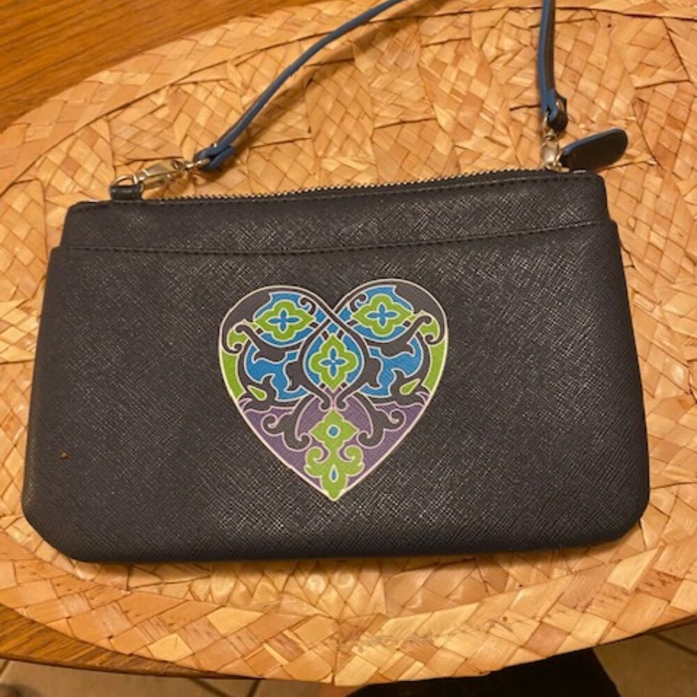 Brighton Mini Crossbody Shoulder Bag Purse Summer Heart Navy Blue - Picture 2 of 5